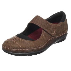 Essence by Aetrex Natalie Brown Leather Mary Jane-Style Comfort Velcro Shoes